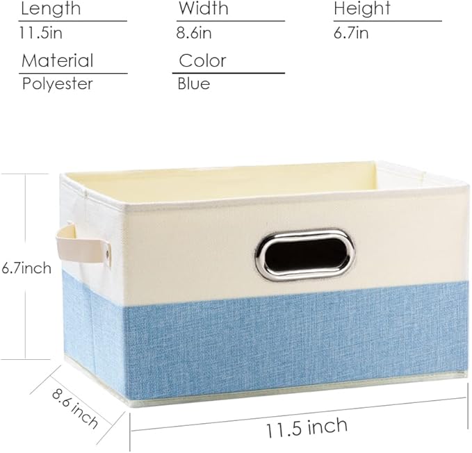 PRANDOM Fodable Storage Bins for Closet [3-pack] Decorative Fabric Storage Baskets Cubes with Leather/Metal Handles for Shelv