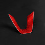JSWAN Carbon Fiber Steering Wheel Panel Cover Fit for Tesla Refreshed Model 3 Highland Performance (2024+) Model Y Juniper (2025+) Steering Wheel Frame Trim Cover (Red Twill Weave)