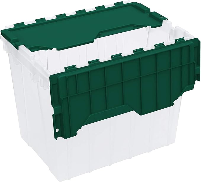Akro-Mils KeepBox 18 Gallon Storage Container, Nesting and Stackable Plastic Storage Box with Lid Attached, Clear Tote for Ga
