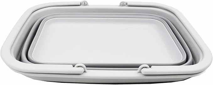 SAMMART SAMMART 9.2L (2.37Gallon) Collapsible Tub with Handle - Portable Outdoor Picnic Basket/Crater - Foldable Shopping Bag - Space Saving Storage Container (1, Grey)