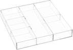 HIIMIEI Acrylic Drawer Organizer, 6 Section Clear Makeup Tray Organizer for Drawer Office Bedroom(11.8x11.8 inch)