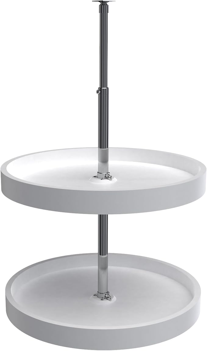 Rev-A-Shelf 20" Dual Full Circle Lazy Susan Organizer for Upper Corner Kitchen Cabinets, Plastic Home Storage 2 Tier Shelves,