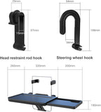 2 in 1 Car Steering Wheel Tray / Back Seat Headrest Tray for Eating Food Drink and Writing Laptop Work, XERGUR Black Car Desk