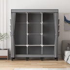 Portable Closet, 51.18" Large Capacity Clothing Storage Organizer with 3 Hanging Rods 6 Shelves 18 Side Pockets, Dustproof St