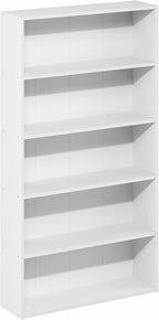 Furinno Basic Book Shelf, 5-Tier Bookshelf, Storage Organizer Bookcase with Open Shelf, 7 x 24 x 44, for Living Room, Bedroom