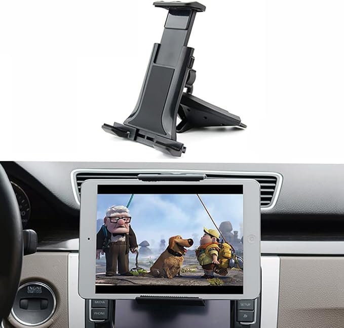 MACHSWON Universal Car Phone Holder Bracket for CD Slot, Adjustable Tablet Holder Stand for Car, Compatible with iPhone, iPad, Samsung 4-12" Devices