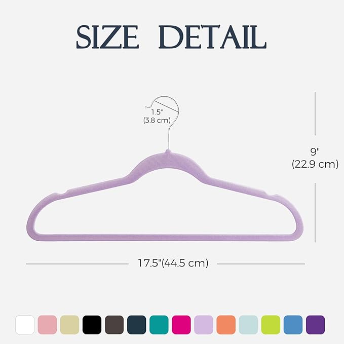 HOUSE DAY Lt-Purple Velvet Hangers 60 Pack, Non Slip Clothes Felt Hanger Heavy Duty for Coat, Premium Slim Space Saving Suit 
