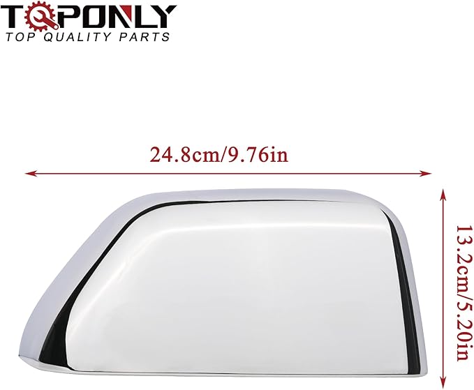 Car Chrome Rear View Door Mirror Cover Cap | Compatible with 2017-2024 F250 F350 F450 F550 Super Duty Side by Side Accessories | RH Right Passenger Side Exterior Plastic Tow Rearview Mirror Covers