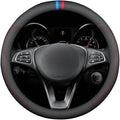 RYE for Jeep Steering Wheel Cover, Leather Car Steering Wheel Cover Heavy-Duty Durable Breathable, for Jeep Grand Cherokee Wrangler Compass Gladiator - Black Pattern 6