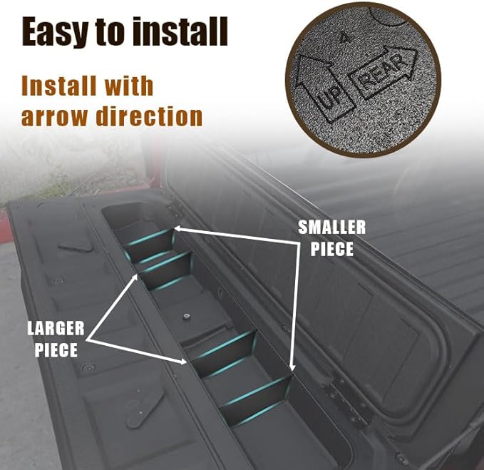 Muslogy for 2023-2026 Colorado & Cayon Tailgate Divider & Console Side Organizer Set Interior Accessories Compatible with Chevy Colorado/GMC Canyon 2023-2025 2026(Tailgate Divider+Console Side)