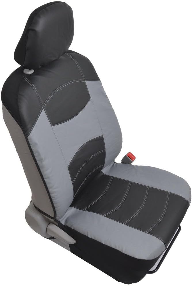BDK Soft & Smooth Leatherette Sideless Front Car Seat Covers Fit for Car SUV Van (Black & Gray)- Easy Installation Cover