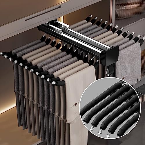 Pull-Out Clothes Rail,Extendable Pull Out Storage Closet Rod, Bearing 40kg Pull-Out Clothes Rail, Aluminum Alloy Retractable 