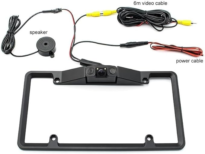 3 in 1 American car License Plate Frame Built-in Backup Camera and Parking Sensor with Water Proof Buzzer Alarm Night Vision 