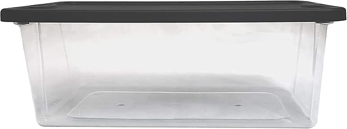 HOMZ 10-Pack Snaplock, Small Clear Plastic Storage Organizer Bins w/Lids, 6 Quart, Gray - Stackable Container Boxes for Bedro
