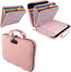 Fireproof Document Box, Hard Case Fireproof File Organizer Box with Lock and 13 Pocket Accordion File Folder, Portable Safe B