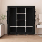 Portable Wardrobe, Clothes Organizer, Easy Hanger Wardrobe, Multiple Dividers and 3 Drawers, 6 Side Pockets Large Capacity (B