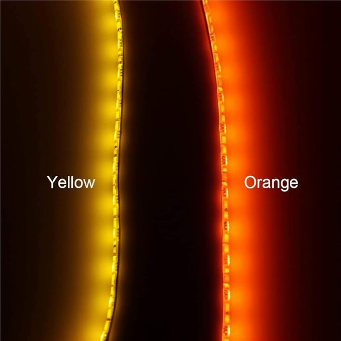 ALITOVE Orange LED Strip Lights 16.4ft 5050 SMD Black PCB 5M 300 LEDs Waterproof IP65 12V DC for Home Hotels Clubs Shopping malls Cars Lighting