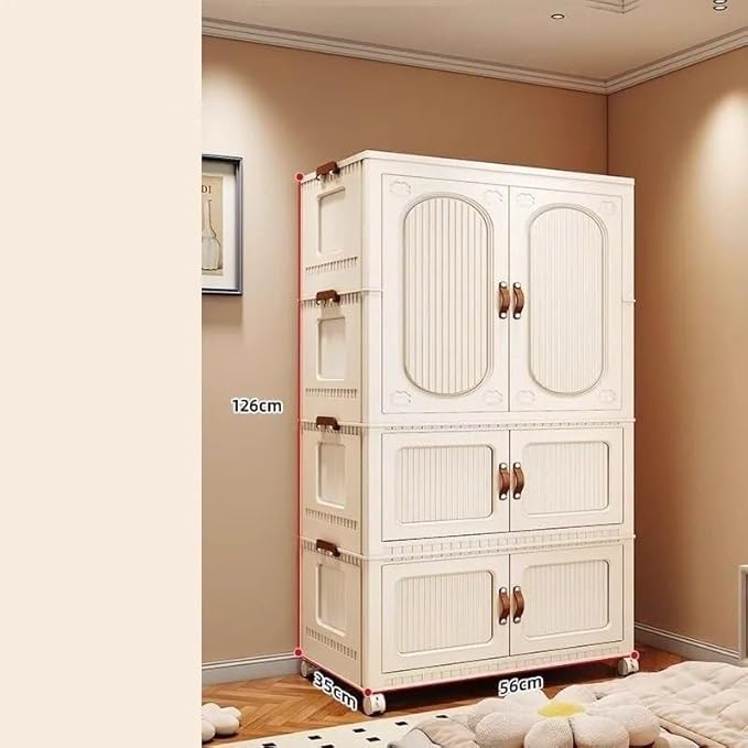 Portable Foldable Wardrobe Closet for Apartments, 3 Cabinets, Sturdy Design, Easy Assembly, Ideal for Bedroom, Bay Window, Cl