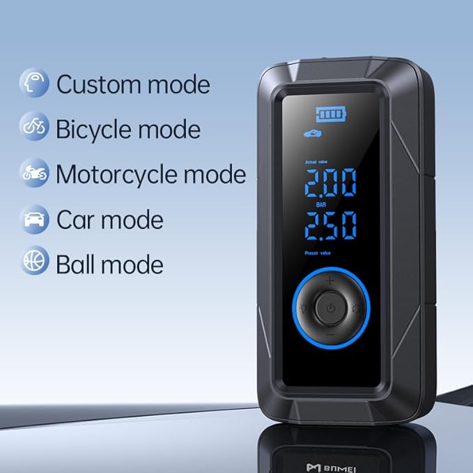 Tire Inflator Portable Air Compressor Portable Air Pump Cordless Bike Pump with Digital Dual Values Display 150 PSI Car Tires Pump with LED Lights Air Pump
