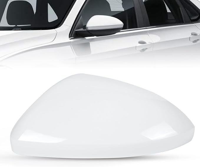 DERI Driver Side Mirror Cap Compatible with Volkswagen Jetta 2019 2020 2021 2022 2023 2024 2025, Left Side Mirror Cover fit for VW Jetta US Version Without Turn Signals, Super white