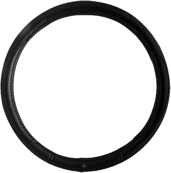 BDK Ergonomic Grip Steering Wheel Cover - Leather Performance Grip for Standard Size Wheels 14.5-15 inch Black
