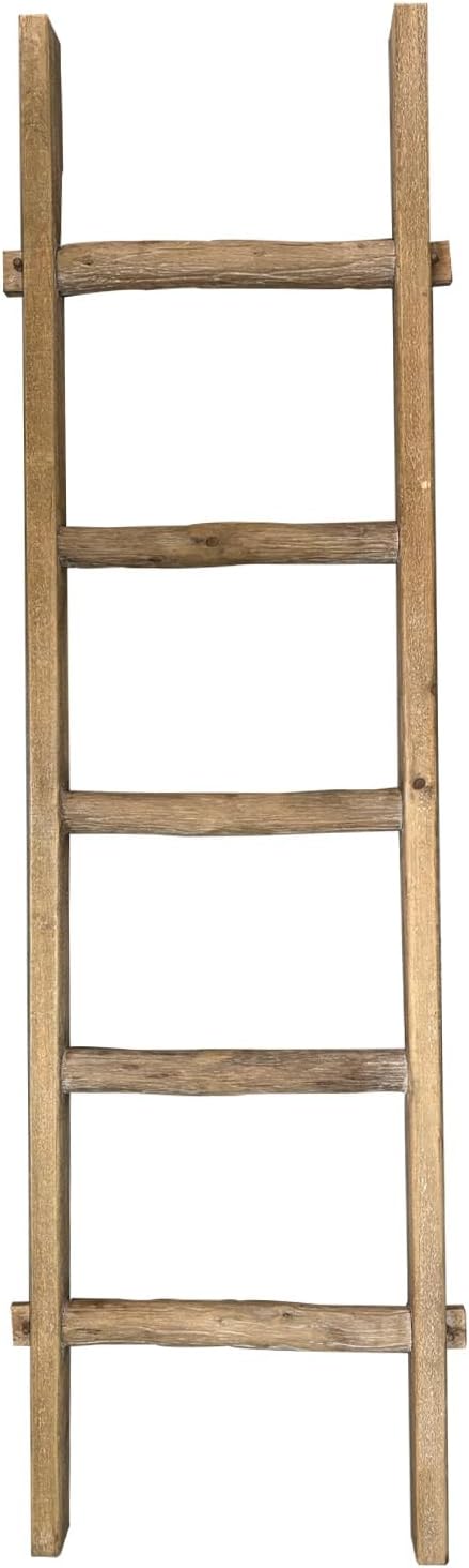 Blanket Ladder Fully Assembled 57in Wooden Ladder Shelf Living Room Bathroom Bedroom Decorative Wall Leaning Farmhouse Quilt 