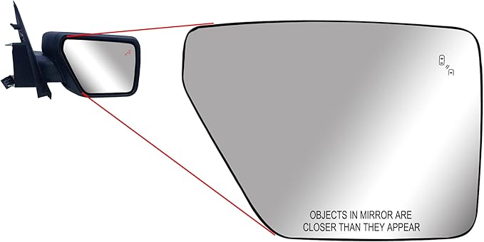 Replacement Passenger Right Side Door Mirror Glass Heated with BLIS(Blind Spot Light) for Ford F-150 fit year 2021 2022 2023