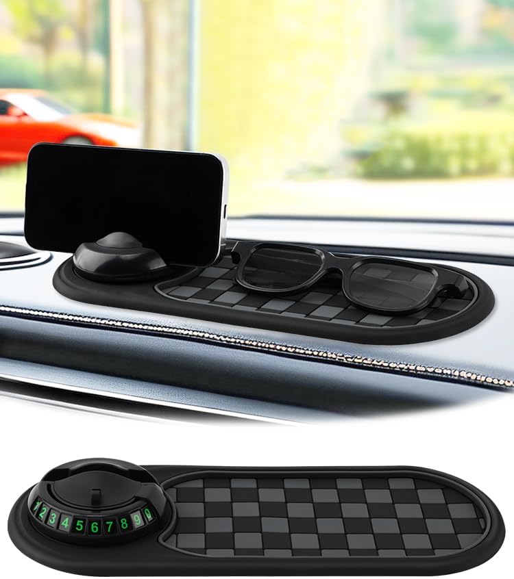 Multifunction Car Anti-Slip Mat, Car Dashboard Mobile Phone Holder, Anti Slip Mat Phone Holder and Temporary Parking Number P