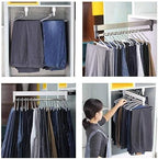 Pull-Out Clothes Rail,Extendable Pull Out Closet Rod - Wardrobe Pull-Out Trousers Rack, Pull Out 30-80cm Clothes Rail, Steel 