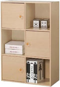 Furinno Pasir 3 Tier Shelf with 3 Door/Round Handle, Steam Beech