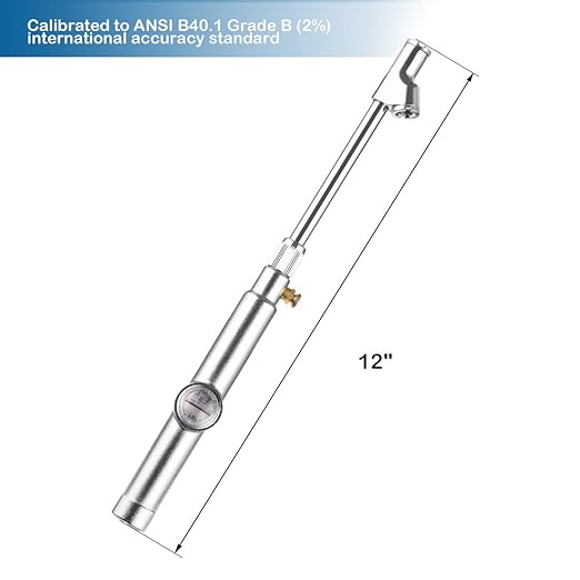 CZC AUTO Tire Pressure Gauge, Straight on Foot Dual Head Truck Air Gage, Accurate Mechanical Dually Chuck Wheel Gage Tester with Magnifying Bubble Lens for Car RV Van ATV Motorcycle Bike, 10-120PSI