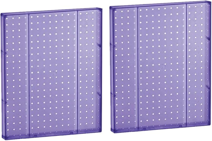 Azar Displays 771620-PUR Plastic Pegboard for Wall Organization - Garage Tool Organizer Wall Mount (Pack of 2) - 1-Sided Dura