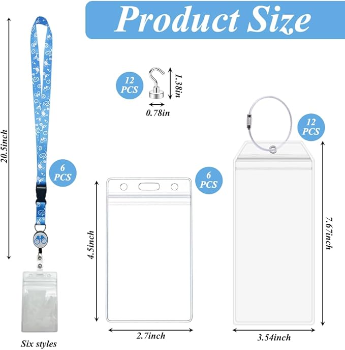 DAYUMKOU 6 Set Cruise Luggage Tags with Detachable Cruise Lanyard for Ship Cards Include Hooks, Luggage Tag Holders for Carni