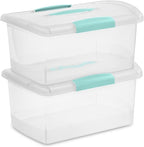 Sterilite Medium Nesting ShowOffs, Stackable Small Storage Bin with Latching Lid and Handle, Plastic Container to Organize Ho