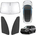Karltys 3PCS Windshield Sun Shade for 2011-2019 Ford Explorer, Thickened Reflective Front and Side Window Sunshade Custom Fit Explorer, Foldable Sun Visor Protector Blocks Heat UV Rays