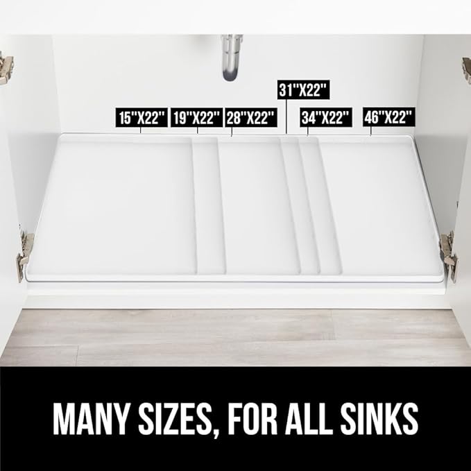 GORILLA GRIP Waterproof Silicone Under Sink Mat with Raised Lip for Kitchen and Bathroom, Cabinet Shelf Liner Stay in Place M