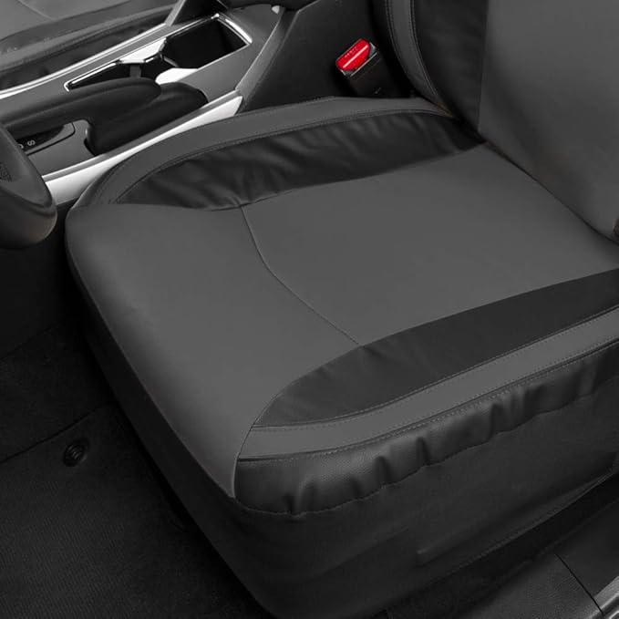 Motor Trend Gray Faux Leather Car Seat Covers for Front Seats – Automotive Bucket PU Leather Seat Covers for SUV Made for Veh