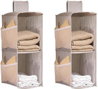 Hanging Closet Organizer, 4-Section Storage Shelves, Oxford Cloth with Mesh Pockets, (Gray, 2 Section)