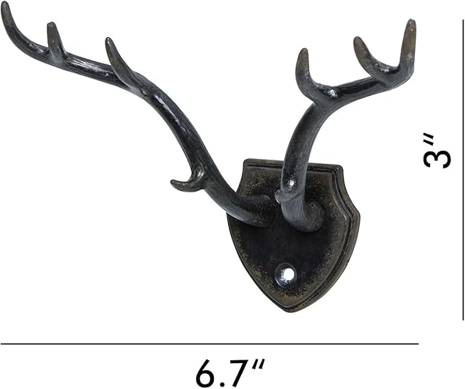 SOFFEE DESIGN Wall Mounted Metal Coat Hooks, Hanging Antler Shape Rack Hooks for Entryway, Bathroom, Bedroom, Retro Double Ho