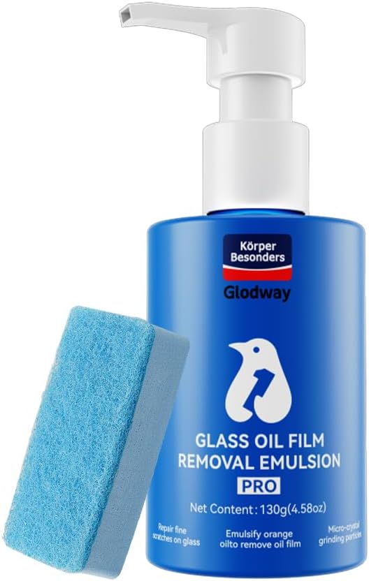 Glodway Glass Cleaner For Car Windshield,Oil film Remover, Streak-Free Shine on Automotive Windows, and Mirrors, Ammonia Free