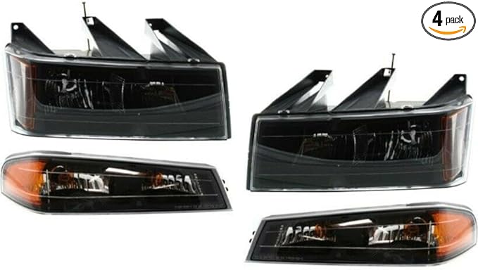 4pcs Headlight Left Right Side Plastic Lens Corner Light Clear & Amber Corner Light Color/Finish Clear Lens Black Interior He