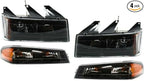 4pcs Headlight Left Right Side Plastic Lens Corner Light Clear & Amber Corner Light Color/Finish Clear Lens Black Interior He