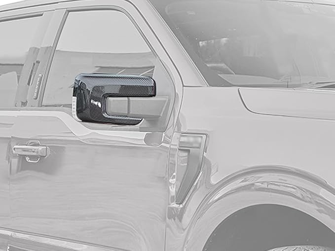 Keptrim for F150 Rearview Side Mirror Cover Trim for Ford F150 2021 2022 2023 2024 2025, ABS Carbon fiber, 2pcs