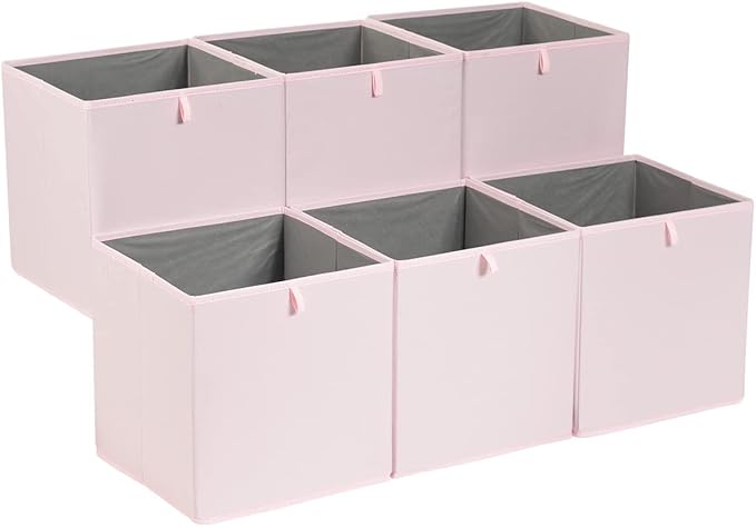 Amazon Basics Collapsible Cube Organizer Bins, Closet Storage Organizer Baskets for Shelves, Space-Saving, 13" x 15" x 13", P