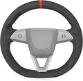 MEWANT Hand Stitched Matte Carbon Fiber&PU Leather Steering Wheel Cover Wrap for Tesla Model 3 Highland 2023 2024 2025 Steering Wheel Accessories