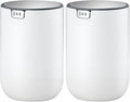EKO Mini Desk Trash Can with Swing-Top Lid 0.4 Gallon Small Table Round Wastebasket for Office, Home, Car (White) (Pack of 2)