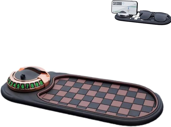 Multifunctional Car Anti-Slip Mat, 360° Rotatable Phone Holder Dashboard Pad with Temporary Parking Number, Rotatable Car Ant