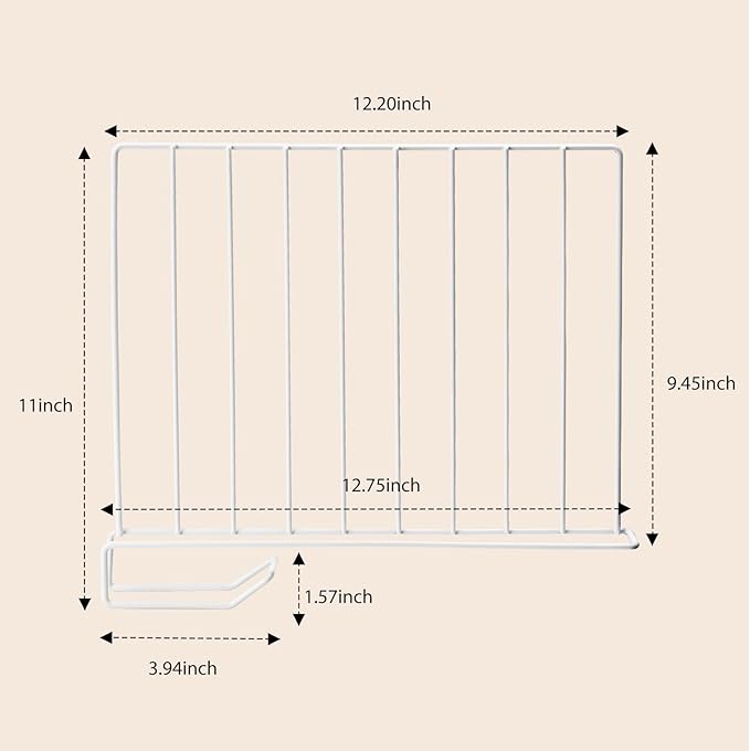 8-Pack 9“ Tall Metal Shelf Dividers for Closet Organization, Wardrobe, Bookshelf, Cabinet, Cupboard - Closet Shelf Dividers -