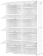 Shoe Rack 8 Tier Shoe Storage Cabinet with Door 32 Pair Tall Shoes Rack Organizer Free Standing Expandable Stable Plastic Eas