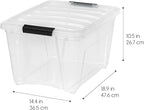 IRIS USA 32 QT Plastic Storage Box with Lid and Latches - 6 Pack - BPA-Free, See-Through Organizing Solution, Durable Nestabl